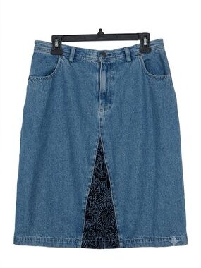 J. Jill Denim Out of the Blue Denim Skirt Velvet Insert size 14 vintage